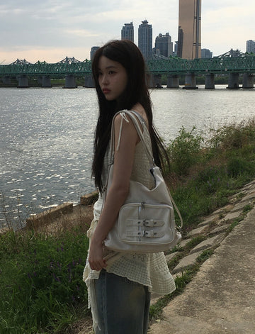 Kaon Two Belt Leather Big Shoulder Bag